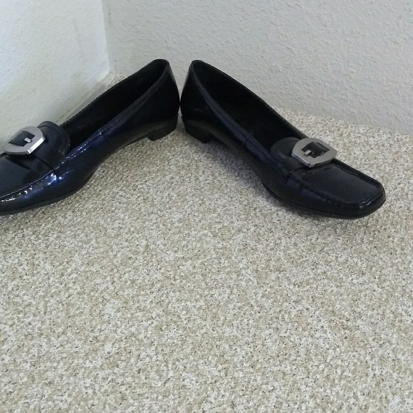 Prada Black Leather Buckle Accent Shoes